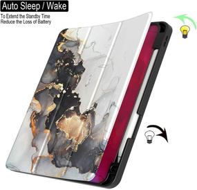 img 1 attached to 📱 Feams Slim Protective Tri-Fold iPad Pro 11 Inch 2021/2020/2018 Case - Soft TPU Back Cover with Auto Wake/Sleep & Pencil Holder - Compatible with iPad Pro 11 Inch 3rd/2nd/1st Generation - Marble Design