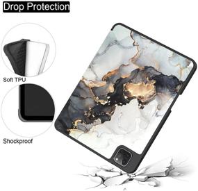 img 2 attached to 📱 Feams Slim Protective Tri-Fold iPad Pro 11 Inch 2021/2020/2018 Case - Soft TPU Back Cover with Auto Wake/Sleep & Pencil Holder - Compatible with iPad Pro 11 Inch 3rd/2nd/1st Generation - Marble Design