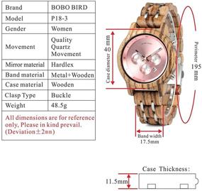 img 3 attached to 🌸 Женские часы BOBO BIRD из дерева: роскошный металлический ремешок, хронограф, дисплей даты, кварцевый механизм - модный зебровый дерева, идеально подходят для повседневной и деловой одежды.