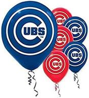 🎈 chicago cubs mlb collection: printed blue/red latex balloons - 6-piece party decoration set logo