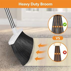 img 3 attached to 🧹 Durable Long Handle Broom and Dustpan Set for Quick & Efficient Indoor/Outdoor Sweeping - Perfect for Home, Kitchen, Office Cleanup