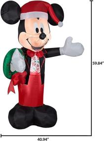 img 1 attached to 🏻 Gemmy 5' Christmas Inflatable Mickey Mouse: Festive Tuxedo-Wearing Wreath Holder - Indoor/Outdoor Decor