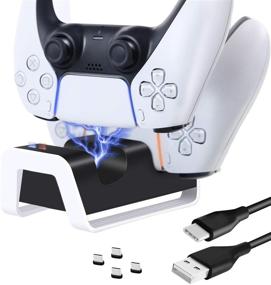 img 4 attached to 🎮 PlayStation 5 DualSense Controller Charging Station - TUODAW PS5 Charging Station with LED Indicator, Safety Chip Protection, Dual USB Type C Fast Charging, Sony PS5 Accessories