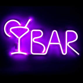 img 4 attached to Vibrant AMEVRGTHS Bar Neon Signs: Light up Beer with Remote Control & Multiple Lighting Modes, USB/AA Battery-Powered for Wall Decor, Home Bar, Birthday Party, Wedding, Christmas - Purple (21.9x10x0.79inch)