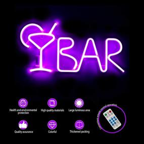 img 3 attached to Vibrant AMEVRGTHS Bar Neon Signs: Light up Beer with Remote Control & Multiple Lighting Modes, USB/AA Battery-Powered for Wall Decor, Home Bar, Birthday Party, Wedding, Christmas - Purple (21.9x10x0.79inch)