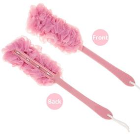 img 3 attached to 🛀 Arswin Pink Lufa Back Scrubber: Anti-Slip Long Handle Bath Sponge Shower Brush for Effective Back Cleaning