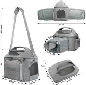 img 3 attached to 🐱 Large Double-Sided Expandable Pet Travel Bag by X-cosrack with 4 Open Doors, Mesh Window, and Escape-Proof Buckle - Airline Approved Soft-Sided Pet Travel Carrier for Small to Medium Cats