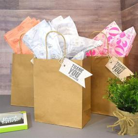 img 3 attached to 🛍️ Premium 100 Pcs Brown Paper Bags with Handles - Kraft Shopping Bags, Eco-Friendly 80% PCW, Gift Bags, Bulk Pack 8x4x10