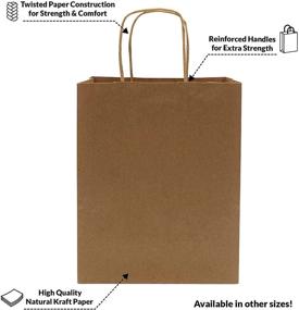 img 2 attached to 🛍️ Premium 100 Pcs Brown Paper Bags with Handles - Kraft Shopping Bags, Eco-Friendly 80% PCW, Gift Bags, Bulk Pack 8x4x10