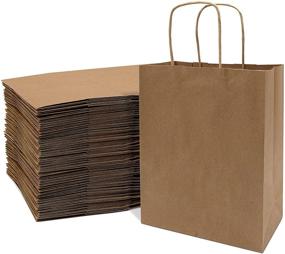 img 4 attached to 🛍️ Premium 100 Pcs Brown Paper Bags with Handles - Kraft Shopping Bags, Eco-Friendly 80% PCW, Gift Bags, Bulk Pack 8x4x10