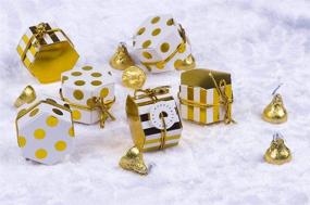 img 2 attached to Aimto Gold and White Favor Boxes: Stylish Treat Boxes for Parties with Tags and Rope - 2"x 2"x 1" - Pack of 50
