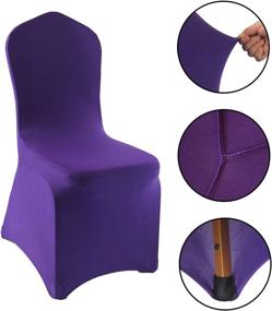 img 2 attached to 🪑 Purple Spandex Chair Covers by Welmatch