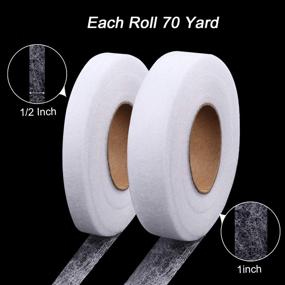 img 3 attached to 👗 Hem Tape Iron-on Adhesive: 2 Pack of 70 Yard Fabric Fusing Hemming Tape for Clothes (1/2 Inch and 1 Inch) - Strong and Convenient!