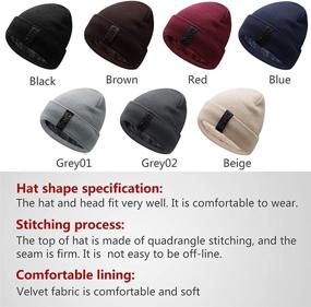 img 3 attached to 🧢 Hongtellor Knit Beanie Warm Thick Lined Hat for Men's Winter Skull Cap - Unisex Beanie Cap