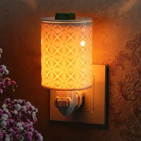 img 1 attached to 🌟 STAR MOON Plug in Wax Warmer: Premium Ceramic Electric Wax Melt Warmer for Scented Wax and Scentsy Wax Cubes - No Flame, No Smoke, No Soot - Bauhinia Pattern Design - Two Bulbs Included