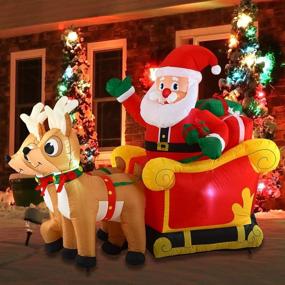 img 4 attached to 🛷 Joiedomi 6FT Inflatable Santa Claus on Sleigh with Built-in LED - Perfect Christmas Decoration for Indoor & Outdoor, Yard, Garden, Lawn Décor