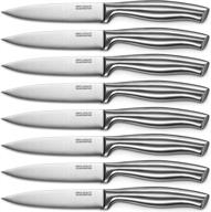 set of 8 premium stainless steel steak knives - super sharp serrated blades, kitchen steak knife set with gift box logo