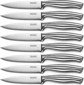 img 4 attached to Set of 8 Premium Stainless Steel Steak Knives - Super Sharp Serrated Blades, Kitchen Steak Knife Set with Gift Box