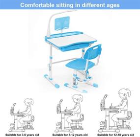 img 3 attached to Height Adjustable Kids Desk and Chair Set with Lamp, Storage Drawer, Pencil Case, Bookstand – Sturdy Blue Study Desk and Chair for School – Ideal Gift for Boys and Girls