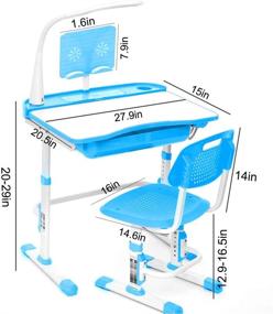 img 4 attached to Height Adjustable Kids Desk and Chair Set with Lamp, Storage Drawer, Pencil Case, Bookstand – Sturdy Blue Study Desk and Chair for School – Ideal Gift for Boys and Girls