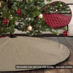 img 3 attached to 🎄 Yuboo Buffalo Plaid and Burlap Christmas Tree Skirt: Red & Black Gingham Reversible Xmas Mat for Rustic Farmhouse Decor