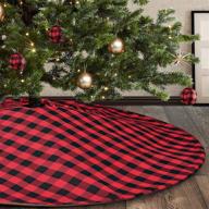 🎄 yuboo buffalo plaid and burlap christmas tree skirt: red & black gingham reversible xmas mat for rustic farmhouse decor logo