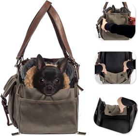 img 1 attached to 🐶 MISO PUP Weekend Green Canvas Combo: Interchangeable Airline Approved Pet Carrier with Pockets for Small Dogs (Base & Shell Tote)
