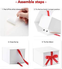 img 1 attached to 🎁 Set of 2 MESHA Cardboard Gift Boxes with Lid & Ribbon - 7", perfect for Bridesmaid Proposal, Birthday, Engagement, Wedding, Christmas, Hanukkah, Graduation - White Kraft Paper Present Box, Ideal for Gift Wrapping in Bulk