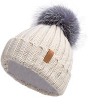 🧣 fashionable pilipala womens knit beanies hats with fur pom - stay warm in style! logo