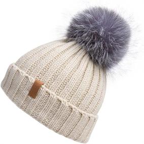 img 3 attached to 🧣 Fashionable Pilipala Womens Knit Beanies Hats with Fur Pom - Stay Warm in Style!