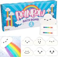 🌈 6 pack rainbow bath bombs gift set - cloud shaped bubble bath fizzies with assorted cute faces, infused with natural essential oils - perfect kids & women birthday gift logo
