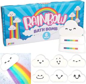 img 4 attached to 🌈 6 Pack Rainbow Bath Bombs Gift Set - Cloud Shaped Bubble Bath Fizzies with Assorted Cute Faces, Infused with Natural Essential Oils - Perfect Kids & Women Birthday Gift