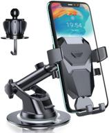 📱 premium phone car holder: phepten car mount cradle with long arm, 360 adjustable, hook clip, anti-shake stabilizer - dashboard windshield & air vent compatible with smartphone - black logo