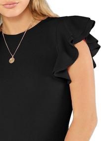 img 1 attached to 👗 Romwe Women's Layered Ruffle Short Sleeve Bodysuit: Elegant Round Neck Design