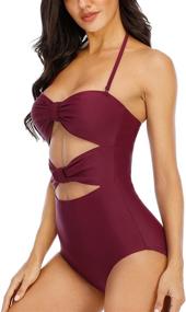 img 2 attached to Halcurt Womens Swimsuit Halter Swimwear