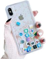 unnfiko liquid glitter case for iphone 12 pro max - hard back colorful bling quicksand with ios icon apple app shine - gold glitter iphone 12 pro max compatible logo