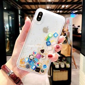 img 3 attached to UnnFiko Liquid Glitter Case for iPhone 12 Pro Max - Hard Back Colorful Bling Quicksand with iOS Icon Apple App Shine - Gold Glitter iPhone 12 Pro Max Compatible