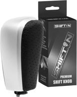 shiftin leather wood gear shift knob stick shifter for toyota land cruiser prado fj-150 lexus gx460 gx470 (black leather/gray silver) logo