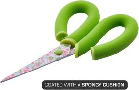 img 2 attached to 🌸 8-Inch Scissors with Comfort Handles, Floral Blade, Green - It's Academic Pillow Grips Scissors