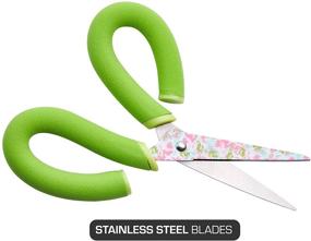 img 3 attached to 🌸 8-Inch Scissors with Comfort Handles, Floral Blade, Green - It's Academic Pillow Grips Scissors