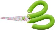 🌸 8-inch scissors with comfort handles, floral blade, green - it's academic pillow grips scissors logo