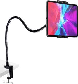 img 4 attached to 📱 Woleyi Heavy Duty Gooseneck Tablet Holder: Flexible Arm Desk/Bed Stand for iPad Pro, iPhone, Galaxy Tabs & More