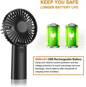 img 3 attached to 🌬️ Portable Mini Handheld Fan with USB Rechargeable Battery - 3 Speed Personal Fan for Outdoor Activities - Long Working Time - Perfect Summer Gift for Men and Women