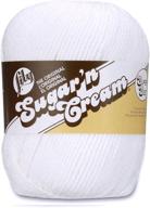 🧶 lily's super size solid yarn - 4oz, gauge 4 medium, 100% cotton - white - machine wash & dry - big ball - lily 10201818001 sugar 'n cream logo