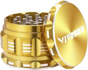 img 2 attached to 🔶 VIVOSUN 2.5" 4 Pieces Grinder: Premium Aluminium Grinder with Pollen Scraper - Yellow | Top-Quality Grinding Experience