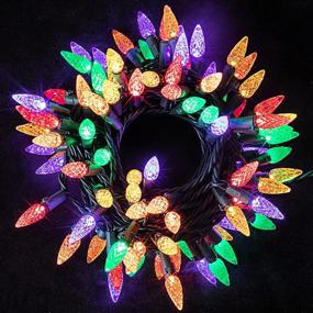 img 4 attached to 100 Multicolor LED C6 Christmas String Lights - 34.12 FT Fairy Lights for Indoor and Outdoor Use - Ideal Holiday Christmas Tree, Wedding, Party, and Bedroom Decorations