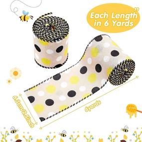 img 3 attached to 🐝 Buzz-worthy: 4 Rolls Bee Wired Edge Ribbons - Perfect for Summer, Spring, and Floral Crafts - Yellow, Black, and Gingham Check Designs - 2.5 Inch x 24 Yards