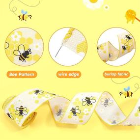 img 2 attached to 🐝 Buzz-worthy: 4 Rolls Bee Wired Edge Ribbons - Perfect for Summer, Spring, and Floral Crafts - Yellow, Black, and Gingham Check Designs - 2.5 Inch x 24 Yards