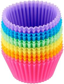 img 4 attached to Amazon Basics Reusable Silicone Baking Cups - 12 Pack Multicolor Muffin Liners for Efficient Baking