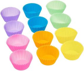 img 1 attached to Amazon Basics Reusable Silicone Baking Cups - 12 Pack Multicolor Muffin Liners for Efficient Baking